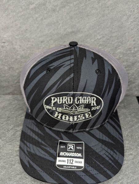 PURO CIGAR HOUSE SNAPBACK TRUCKER HAT - BLACK/CHARCOAL STREAK